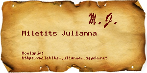 Miletits Julianna névjegykártya